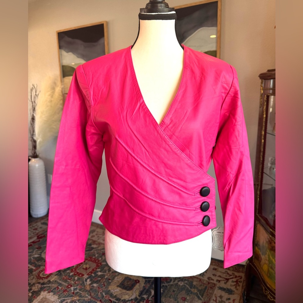 Avon Fashions Vintage Pink Leather Jacket - Picture 7 of 10